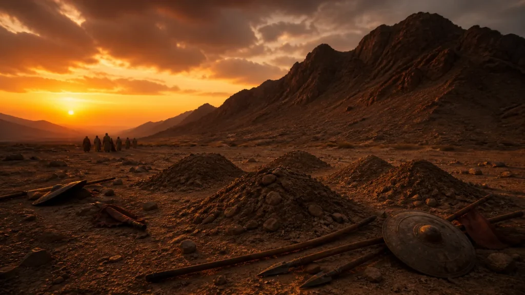 Mount Uhud at sunset in remembrance of the martyrs
