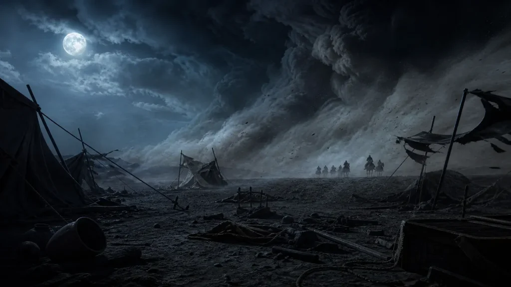 Part 48 – Defeat of the Allied forces A powerful storm breaking the allied camp outside Medina
