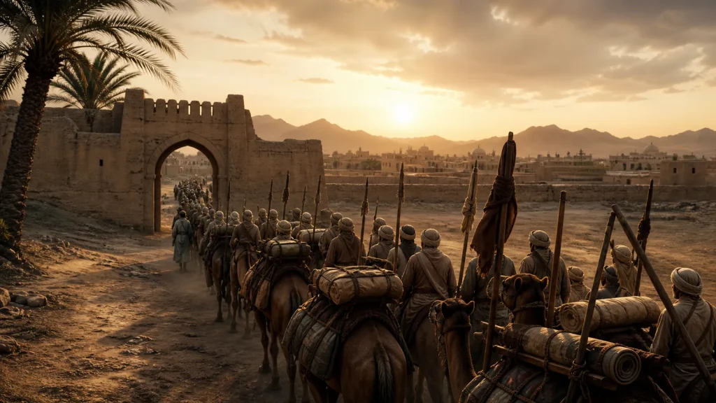Army column preparing to depart Medina under Usama
