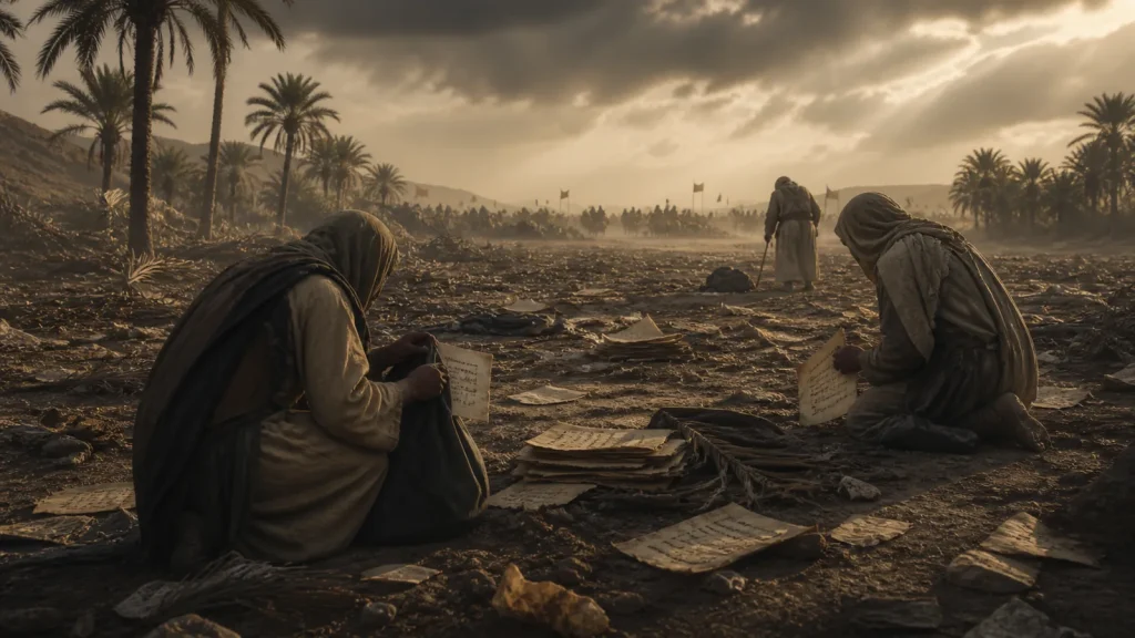 Episode 13 – Abu Bakr and the Battle of Yamama Yamama oasis and preserved manuscript leaves after battle