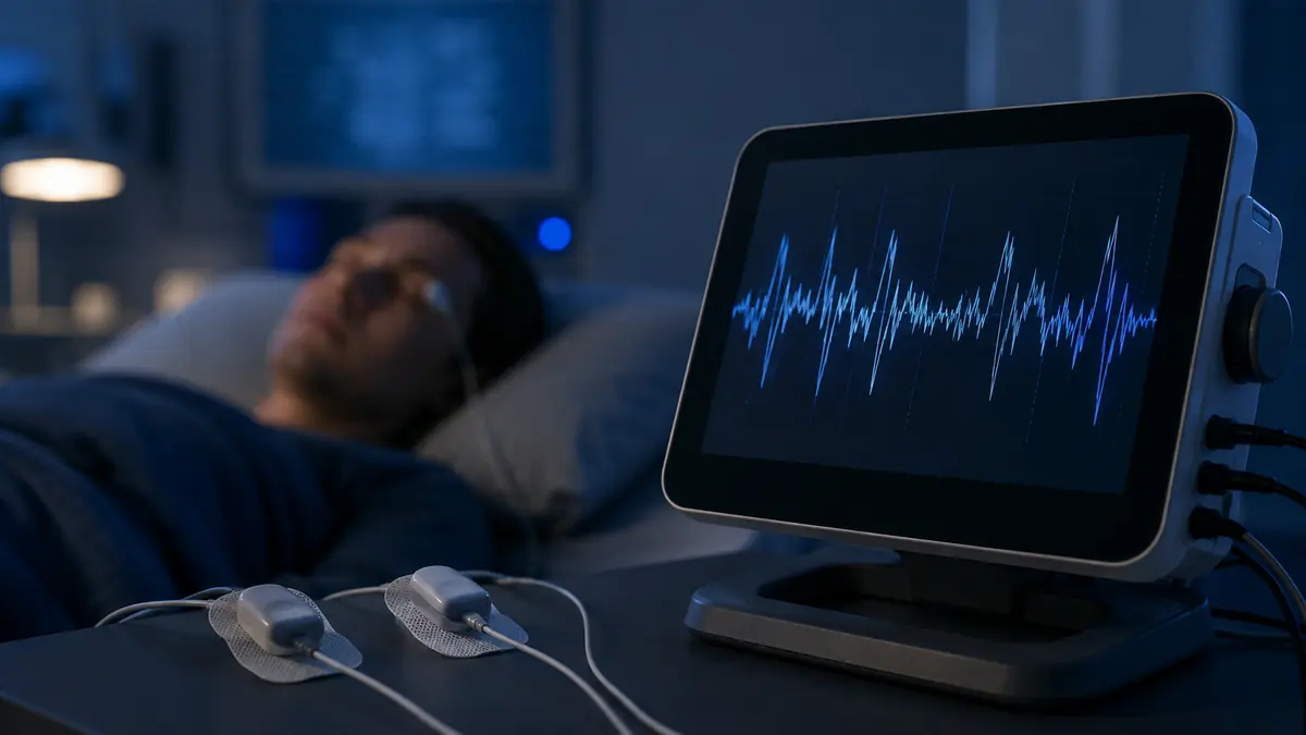 Sleep laboratory monitor recording eye movements during a lucid dreams study