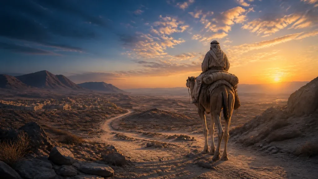 Episode 3 – Umar’s Migration to Madinah: Evidence and Lessons Anonymous rider beginning a migration journey across the Arabian desert