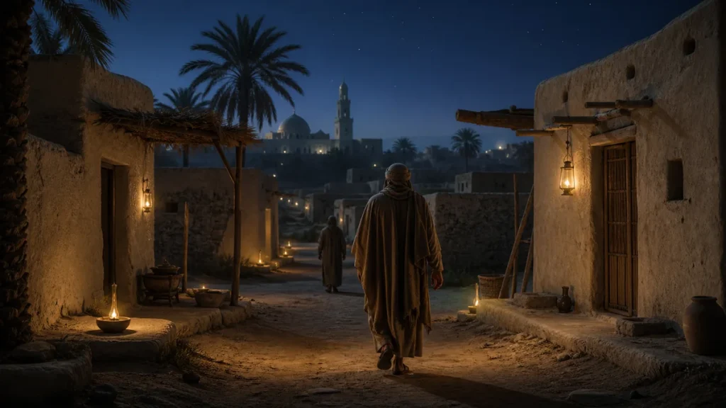Episode 14 – Umar’s Night Patrols and Public Accountability – Part 1 Historical illustration of a night patrol through early Medina